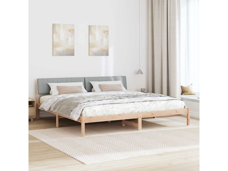  Lit double- lit adulte -  cadre de lit avec tête de lit marron et gris clair 200 x 200 cm  - Conforama C