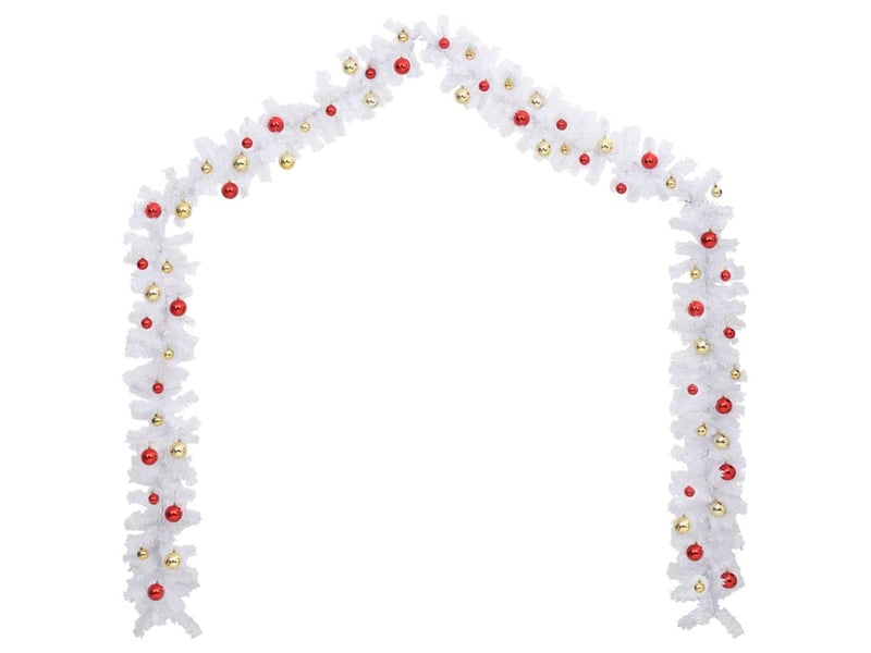  Guirlande de noël décorée avec boules blanc 10 m  - Conforama C