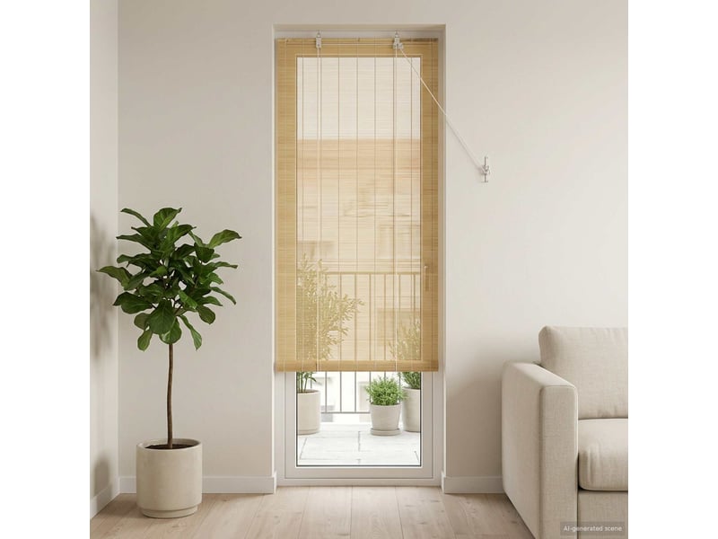  Store enrouleur, store à rouleau naturel 60 x 220 cm bambou cf45387  - Conforama B