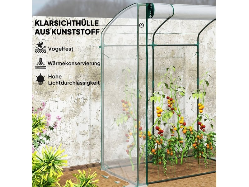 Serre de jardin 128 x 70 x 170 cm – transparente – porte enroulable zippée, ancrage au sol inclus - Conforama E