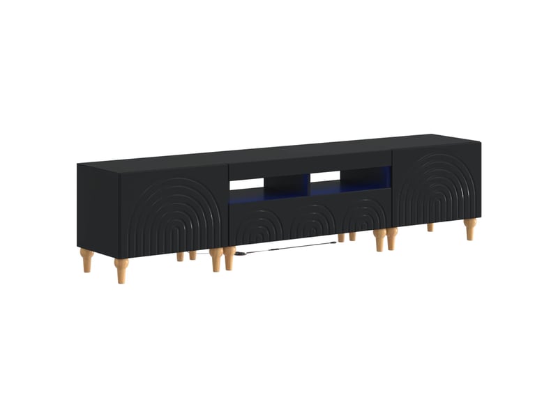 Ensemble de 3 meubles tv led noir bois d'ingénierie shl59095 - Conforama A