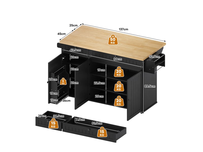  Desserte 3 portes 2 tiroirs coloris noir mdf desserte noir - Conforama C
