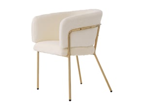 Fauteuil 57x77 cm à quatre pieds en métal fausse fourrure blanc