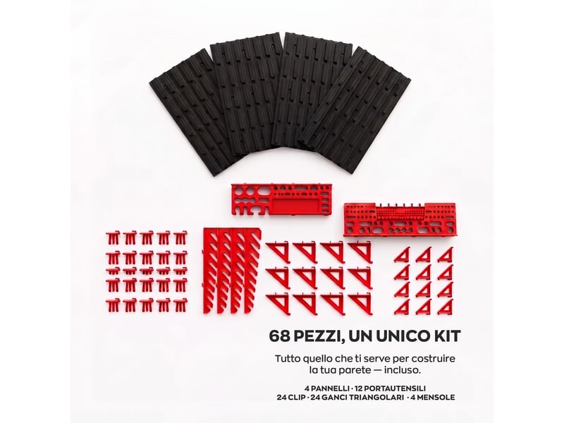  Peg medium - 4 panneaux perforés porte-outils d'atelier 68 pièces support de rangement mural en métal noir  - Conforama D