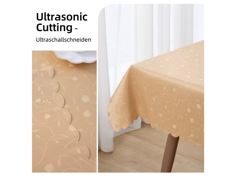  Nappe de table - 130x160 cm - nappe imperméable effet lotus et anti-taches - beige  - Conforama D