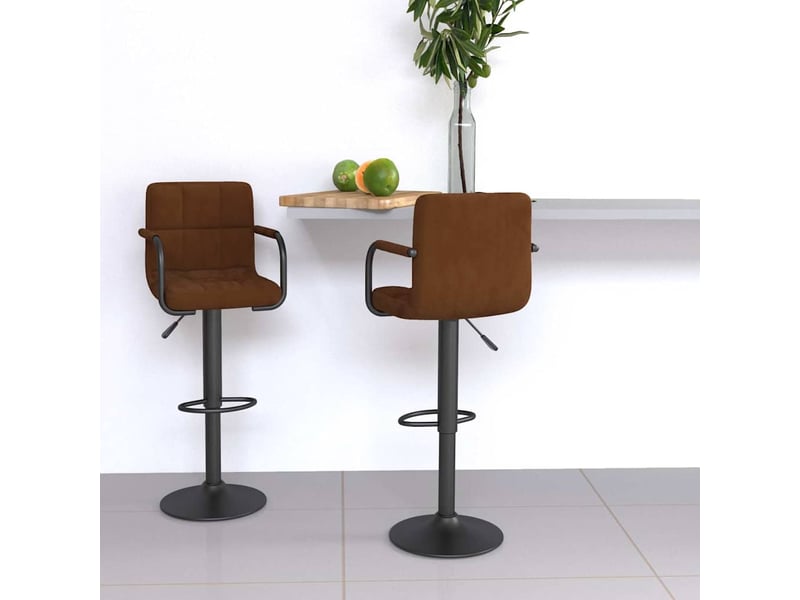  Lot de 2 tabouret de bar, chaise de bar marron velours shl66219  - Conforama B