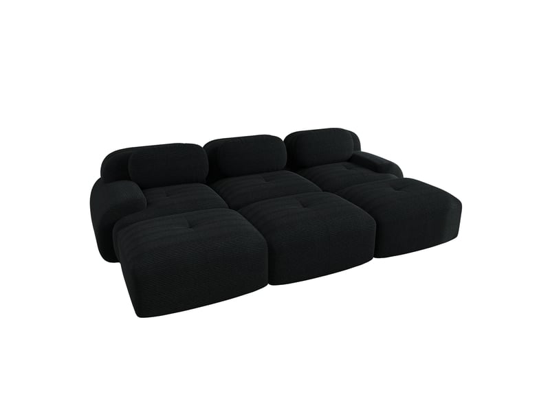  Canapé modulable, canapé 3 places, en velours tricoté, noir, sans montage, sans structure, home cinéma, pour salon  - Conforama B