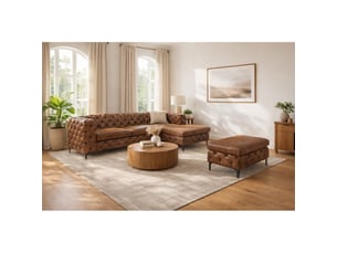 Canapé droit fixe <strong>MEUBLORAMA</strong> <strong></strong> 5 places Microfibre marron