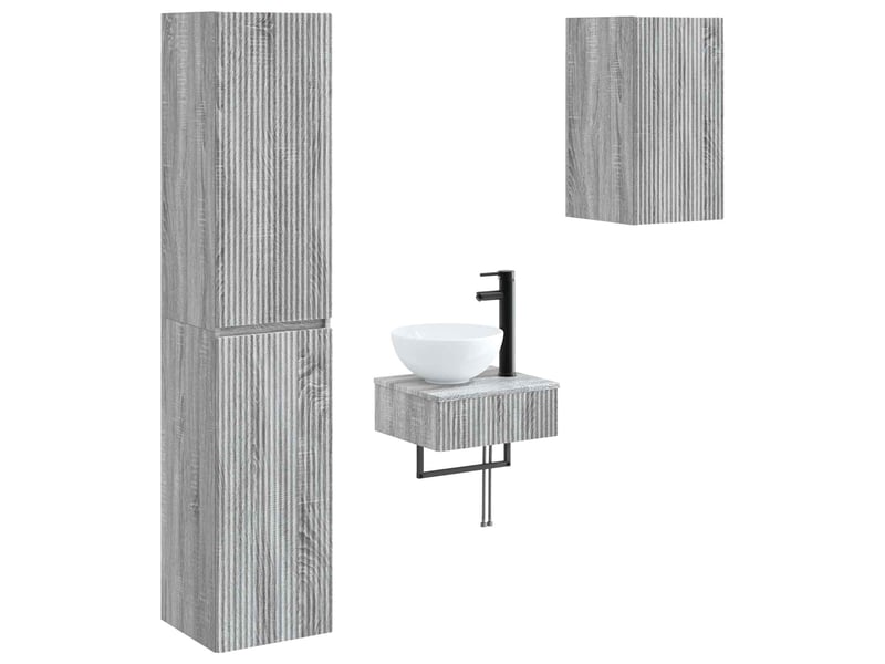 Ensemble de mobilier de salle de bain 3 pc sonoma gris cf64422 - Conforama A