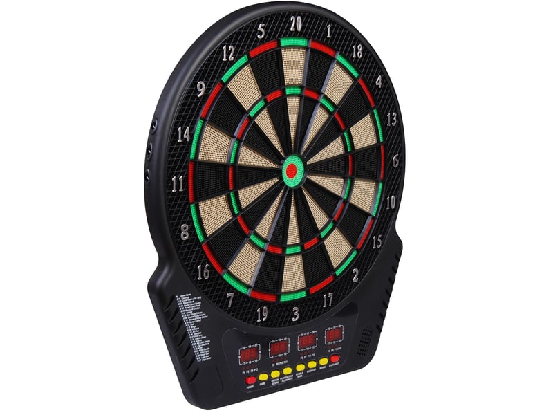  Cible de fléchettes électronique 44 x 51,5 x 3,2 cm noire abs, 27 jeux pour jusqu'à 16 joueurs avec score automatique  - Conforama A