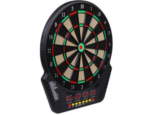 Cible de fléchettes électronique 44 x 51,5 x 3,2 cm noire abs, 27 jeux pour jusqu'à 16 joueurs avec score automatique
