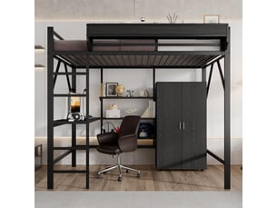 Lit mezzanine 140x200 cm <strong>ZERBACO</strong> <strong></strong> coloris noir