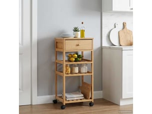 Desserte de cuisine, chariot de rangement avec roues naturel 37x36x80 cm bambou