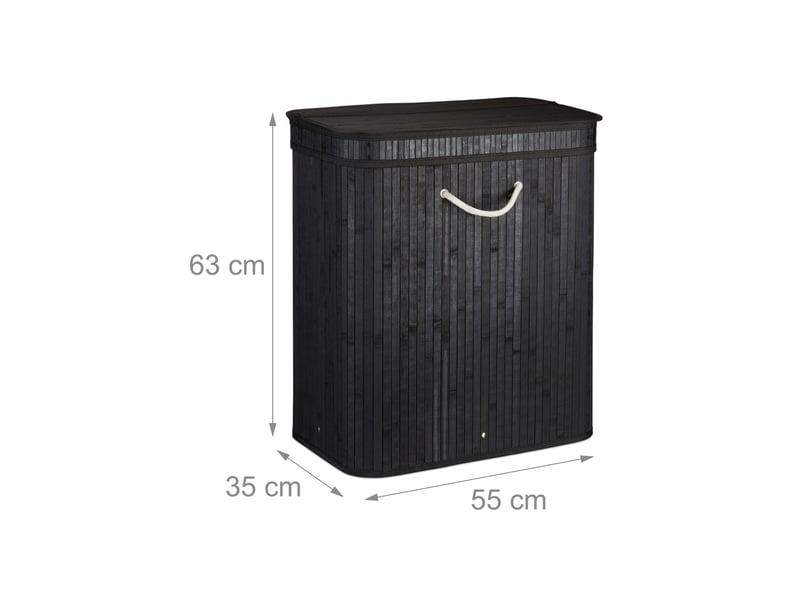  Panier à linge en bambou 63 x 55 x 35 cm avec couvercle aéré 2 compartiments déco salle de bain en bambou naturel 13_0006479  - Conforama B