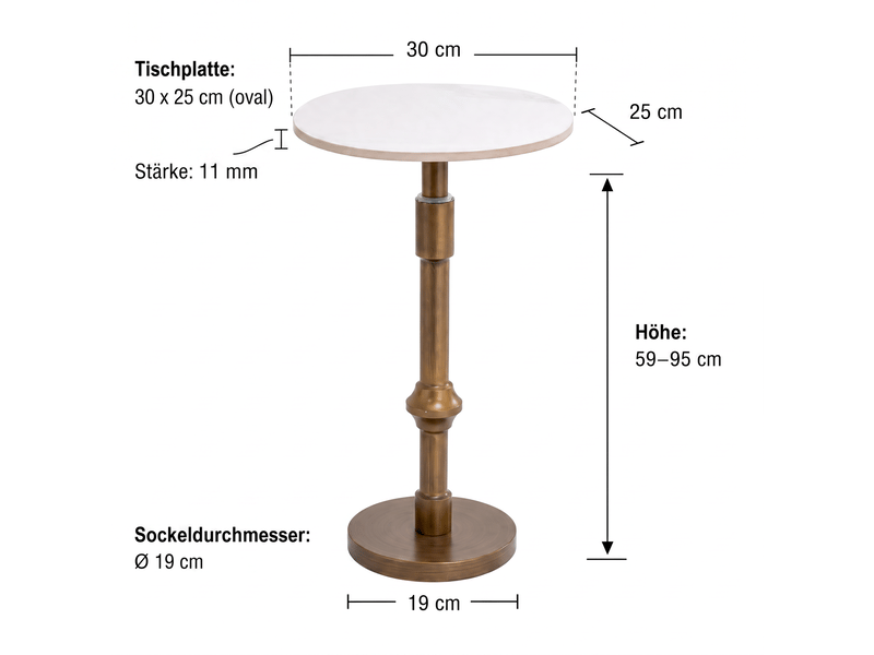  Table d'appoint réglable en hauteur 59 à 95 cm avec plateau en céramique evryae  - Conforama A