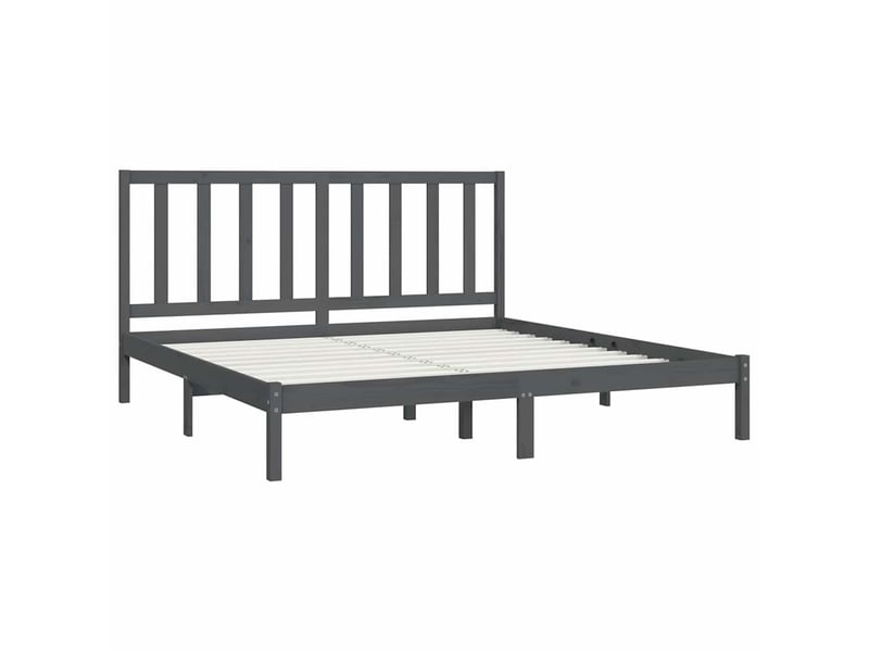  Lit double- lit adulte -  cadre de lit sans matelas bois massif de pin gris 200x200 cm  - Conforama C