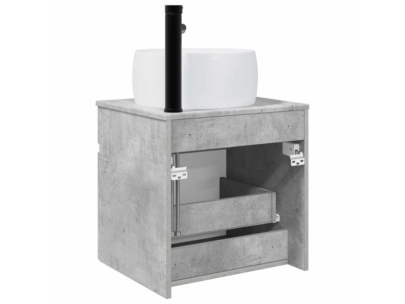 Meuble de lavabo mural, rangement salle de bain gris béton 49x44.5x66 cm - Conforama D