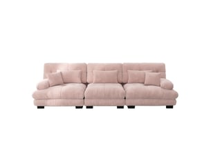 Canapé droit compressé fixe HAVRYA  3 places Tissu rose