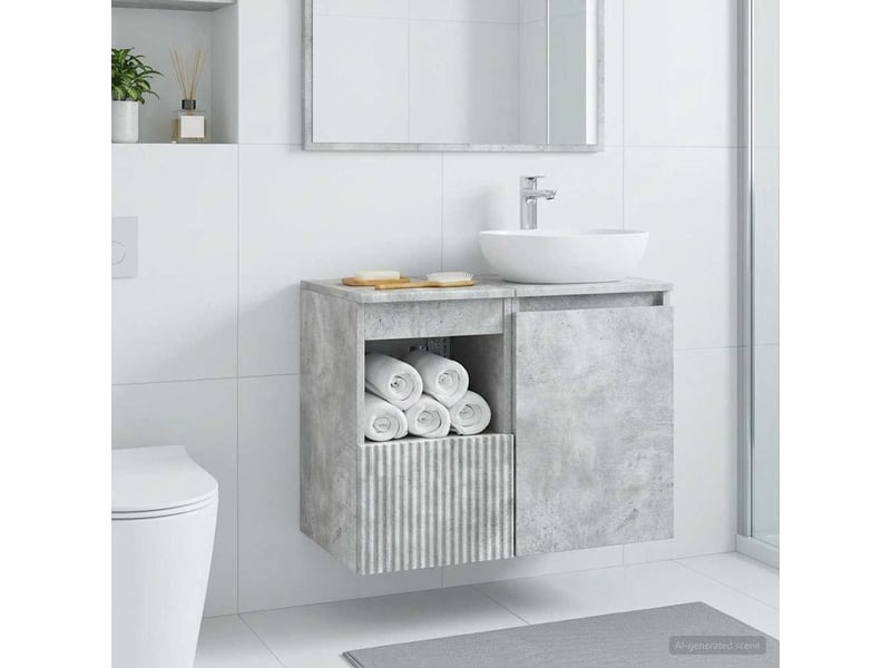  Armoire de salle de bain, meuble de rangement gris béton 30x35x50 cm  - Conforama B