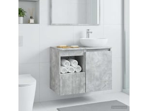 Armoire de salle de bain, meuble de rangement gris béton 30x35x50 cm