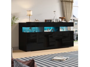 Buffet 3 porte(s) 0 tiroir(s) <strong>WISHDOR</strong> <strong></strong> - 140 cm coloris noir