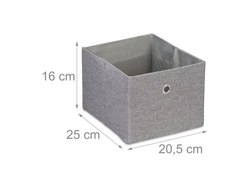  Lot de 2 boîtes de rangement décoratives en tissu pliables 16 x 20,5 x 25 cm en lin gris 13_0013758  - Conforama B