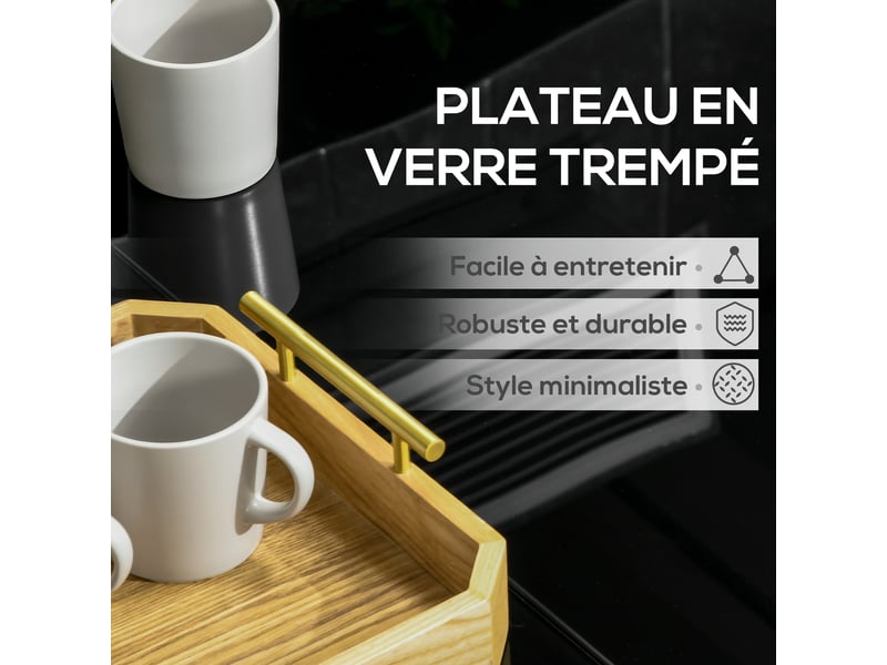 Table de jardin rectangulaire 8 personnes en verre trempé et aluminium noir 180x80x72 cm - Conforama D
