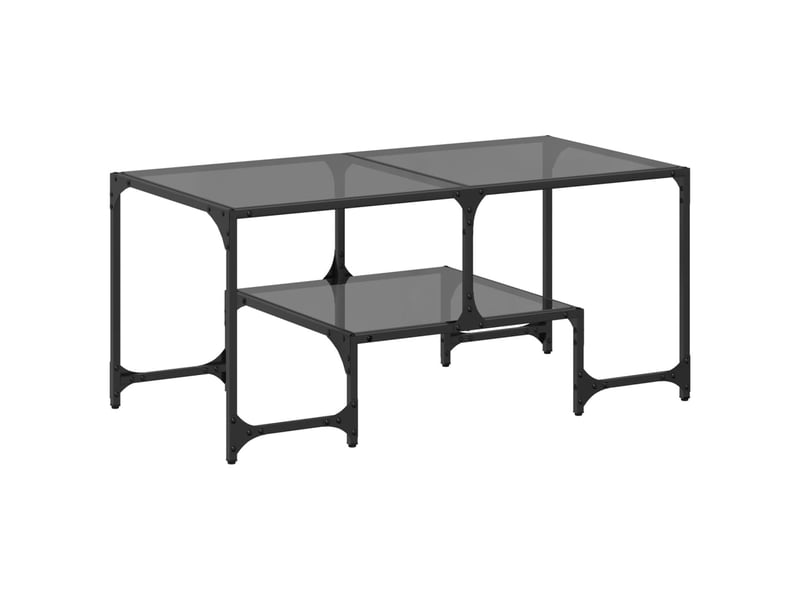 Table basse | table d'appoint salon avec dessus en verre noir 98,5x50x45 cm acier  - Conforama A