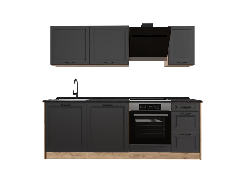 Vicco cuisine, anthracite campagnechêne doré, 220cm plan de travail anthracite - Conforama A