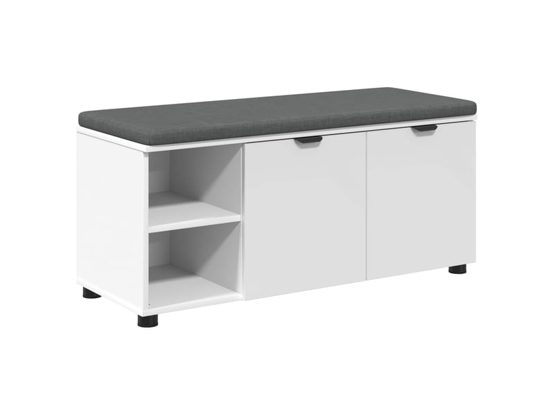  Banc d'entrée blanc 100x38x46 cm bois ingénierie et tissu shl10292  - Conforama A