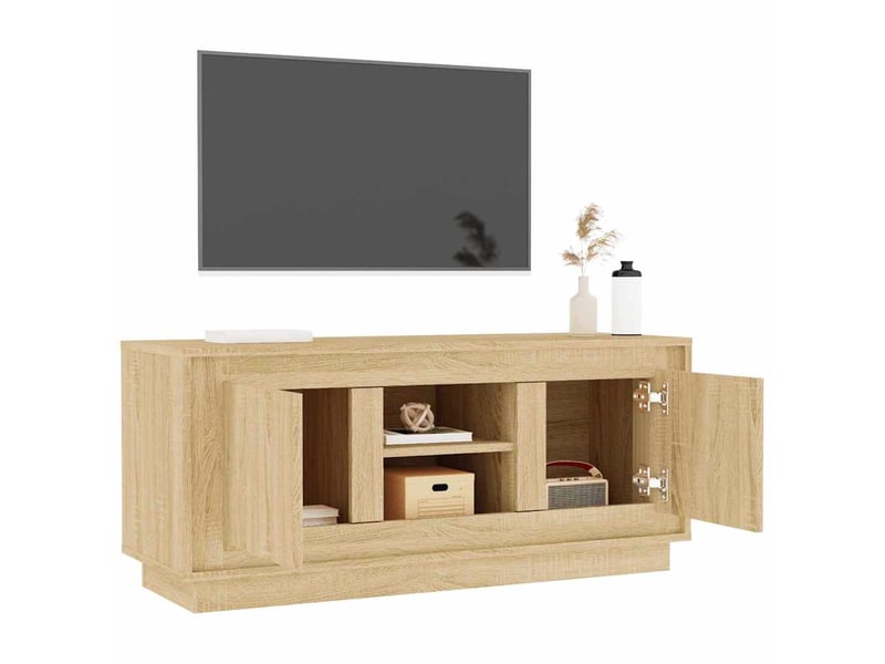  Meuble tv - banc tv - meuble de rangement chêne sonoma 102x35x45 cm bois d'ingénierie  - Conforama E