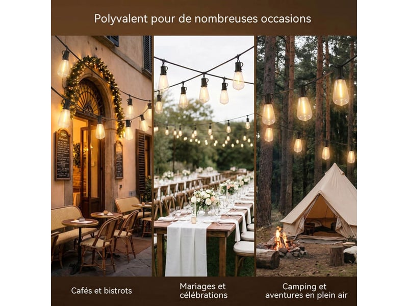  Guirlande lumineuse suspendue exterieur 36,5 m st38 62 ampoules led e12 blanc chaud ip45 414350_AABUE98951_6_DROPFR - Conforama E