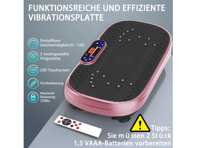  Plateforme vibrante d'entraînement 53 x 32 x 13 cm rose, abs caoutchouc acier, bandes de résistance  - Conforama C