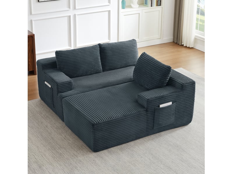  Canapé d'angle modulable 238x152x66 cm – gris foncé – sans montage, confort moelleux et usage nuit  - Conforama D