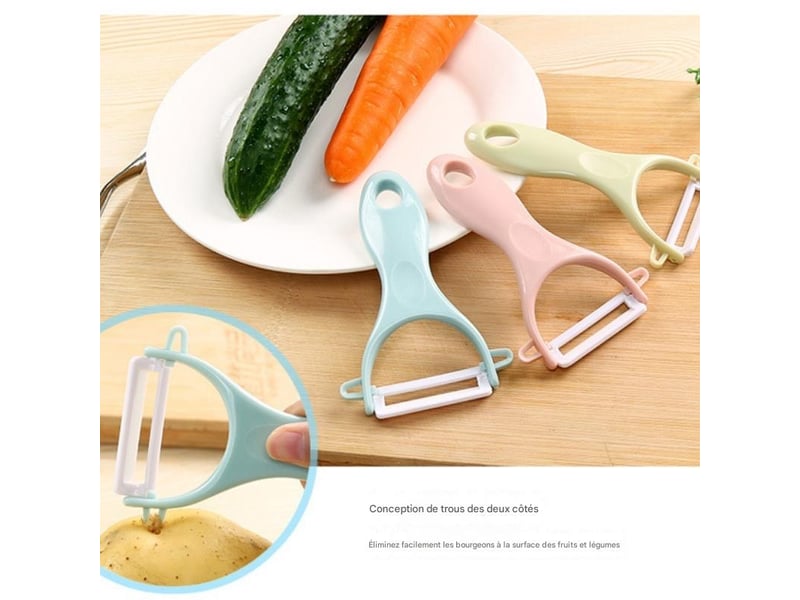  2 couteaux à éplucher bleus éplucheur de pommes multifonctionnel, rabot, éplucheur, éplucheur de pommes de terre  - Conforama E