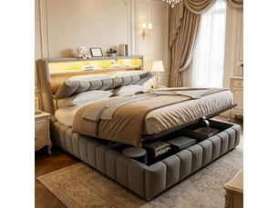 Lit coffre 180x200 cm IKSETERA TRADING LTD coloris gris
