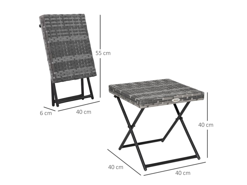  Table basse pliable de jardin résine tressée gris 40x40x40cm  - Conforama E