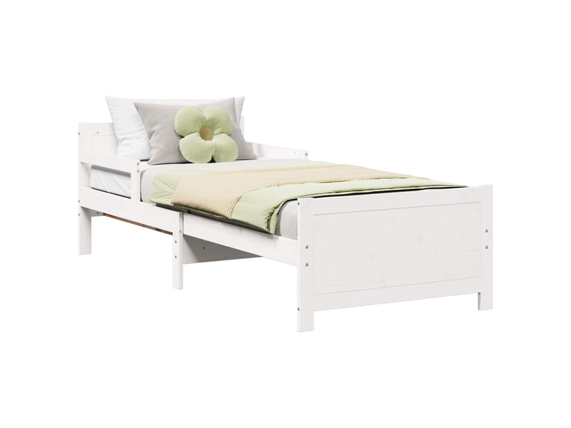 Lit simple- lit adulte - cadre de lit blanc 80 x 200 cm bois d'ingénierie - Conforama A