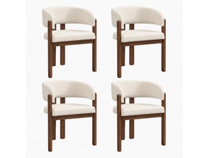 Lot de 4 chaises de salle à manger avec accoudoirs 60x51x80 cm bouclé beige noyer