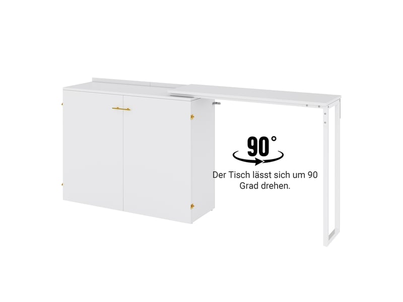 Lit escamotable 90x200 cm avec bureau pivotant et matelas, lit armoire ...