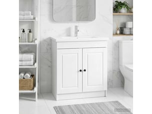 Armoire sous évier de salle de bain, meuble de rangement blanc brillant shl6523
