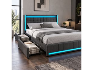 Lit 2 places 140x190 cm <strong>SANS MARQUE</strong> <strong></strong> coloris gris