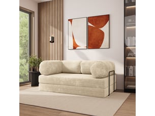 Canapé droit compressé convertible MASSENO ALVIO TILIA 03 + STELAZ 3 places Velours côtelé TILIA 03