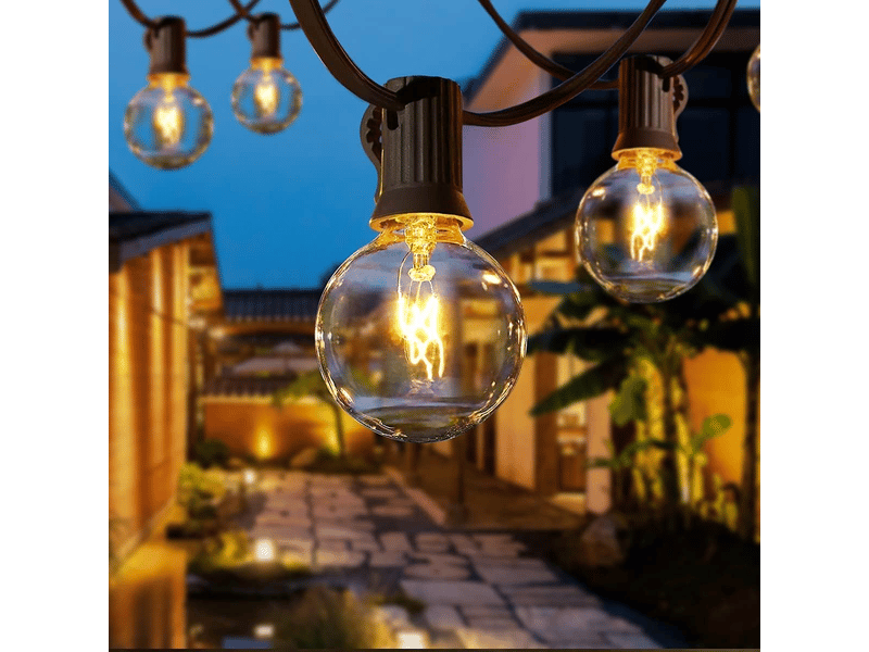  Guirlande lumineuse pour extérieur, 9,6 m, 25 ampoules g40, idéale pour jardin, chambre à coucher, bar, balcon, fête et patio.  - Conforama B