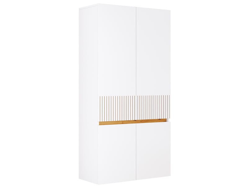  Armoire de rangement haute 80x35x160cm, 1 tablette ajustable, 4 portes à motifs striés, bureau ou entrée, meuble haut pour le séjour  - Conforama A