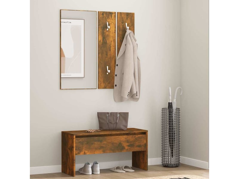  Ensemble de meubles de couloir chêne fumé bois d'ingénierie shl59747  - Conforama B
