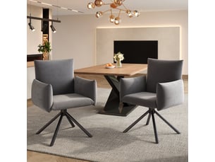 Chaise de salle à manger lot de 2 pivotante 360° avec accoudoirs et dossier ergonomique en velours gris