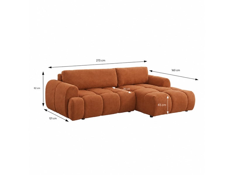  Canapé nuage convertible 4 places en tissu bouclette marron palms  - Conforama C