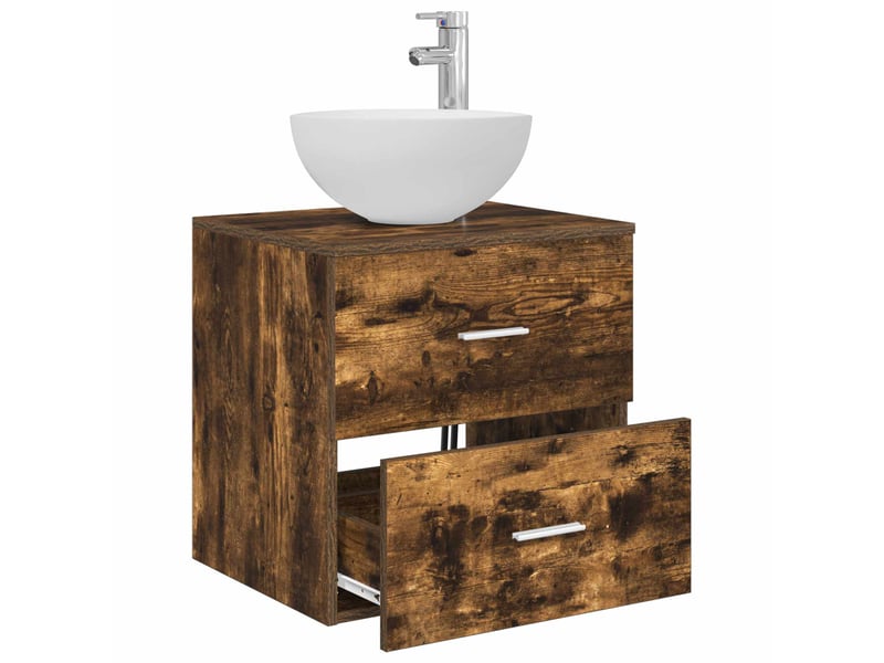 Vanité de lavabo mural, meuble de rangement chêne fumé 49.5x41x64.5 cm shl7807 - Conforama C