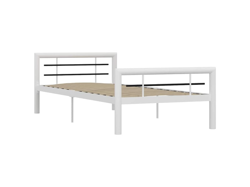  Lit simple- lit adulte -  cadre de lit sans matelas blanc et noir métal 100x200 cm  - Conforama A